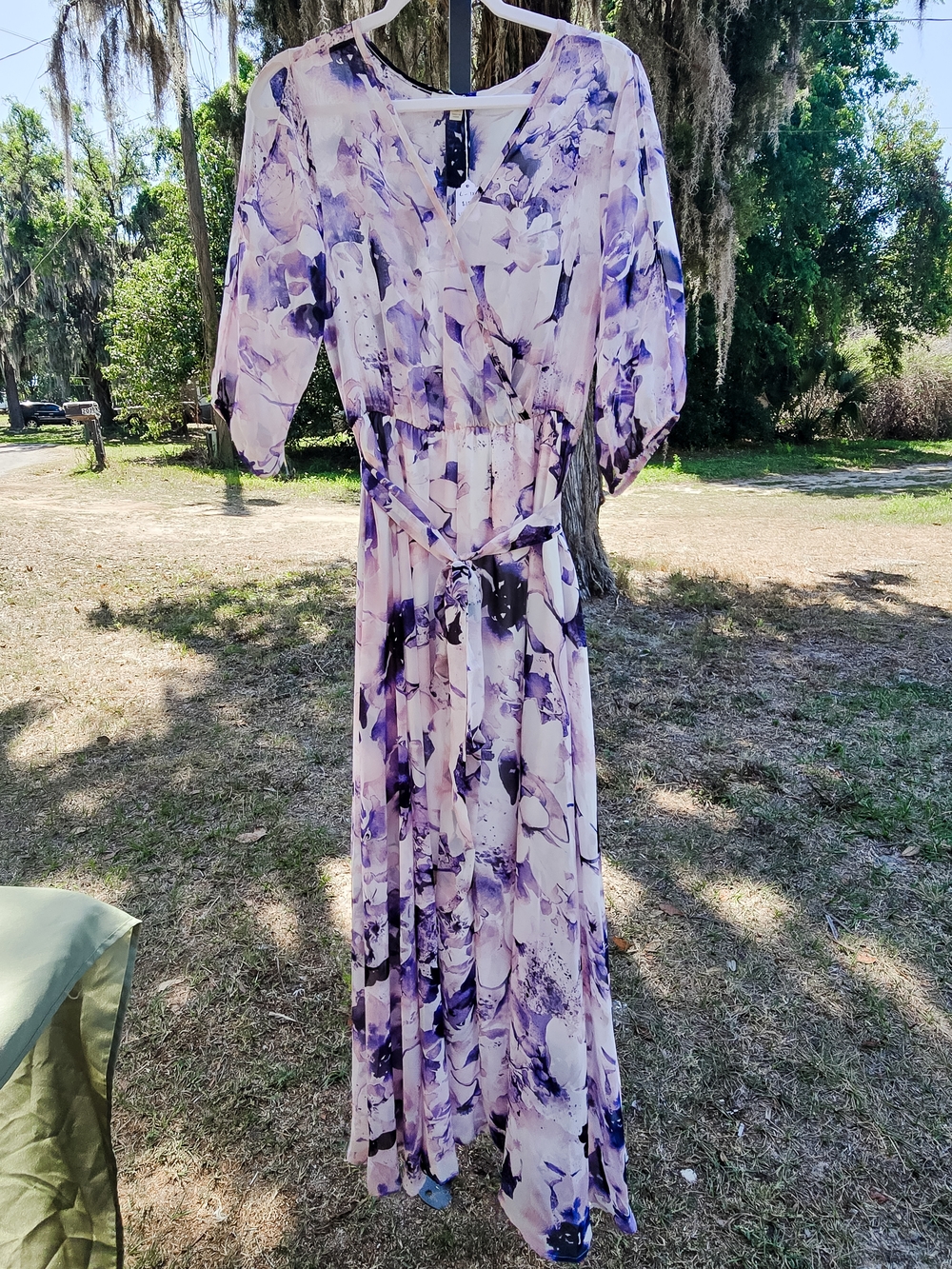 Floral Lavender Wrap Maxi Dress - Women